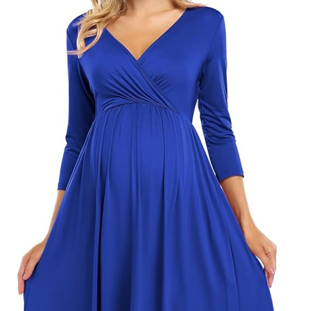 Clearlove 3/4 Sleeve Empire Waist Maxi Dress
